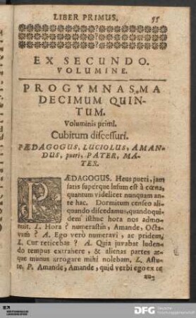 Ex Secundo. Volumine.