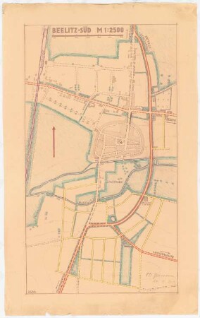 Bebauungsplan der Stadterweiterung Beelitz: Lageplan südlicher Teil 1:2500
