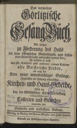 Das vermehrte Görlitzische Gesang-Buch: [...]