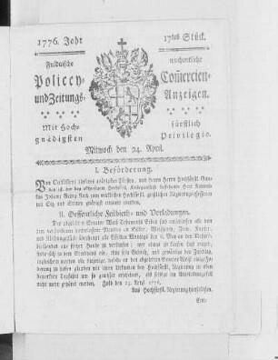 17tes Stück, Ausgabe vom 24. April 1776