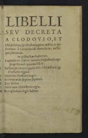 Libelli seu decreta a Clodoueo