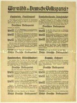 Aufruf der Deutschen Volkspartei zur sächsischen Landtagswahl 1920