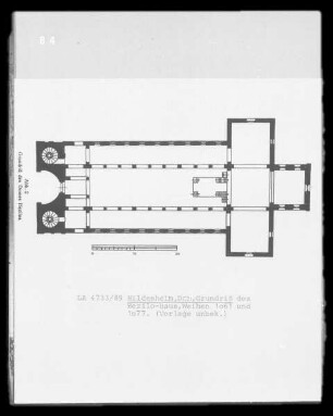 Hildesheim, Dom, Grundriss des Hezilo-Baus, Weihen 1061 und 1077