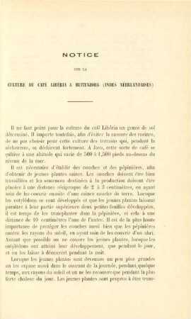 Notice sur la culture du café Libéria a Buitenzorg (Indes Néerlandaises)