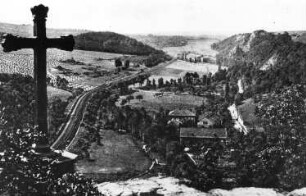 Meißen-Dobritz. Blick vom Götterfelsen ins Triebischtal, Ansichtskarte, Repro