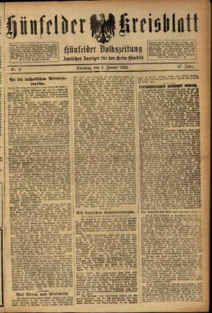 Ausgabe vom Dienstag, den 03. Januar 1922.