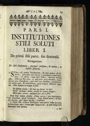 Pars. I.: Institutiones Stili Soluti