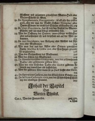 Inhalt der Capitel Des Vierten Theiles.