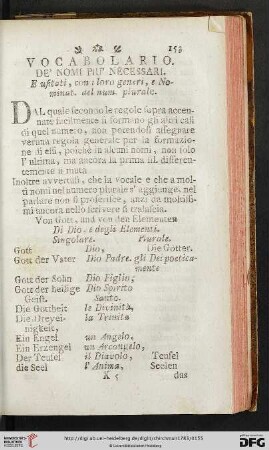 Vocabolario. De´ nomi piu´necessari