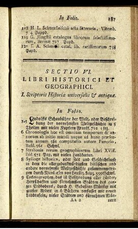 Sectio VI. Libri Historici Et Geographici.