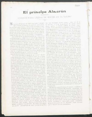 El príncipe Alacrán : Cuento para leerse de noche en el lecho