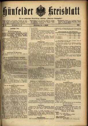 Ausgabe vom Donnerstag, den 05. August 1915.
