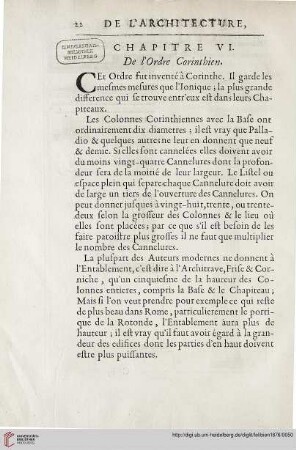 Chapitre VI: De l'ordre corinthien