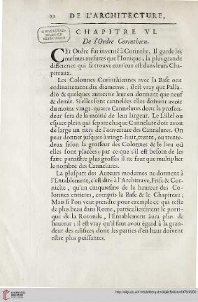 Chapitre VI: De l'ordre corinthien