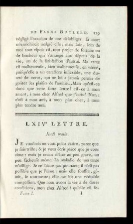 LXIVe Lettre. Jeudi matin.