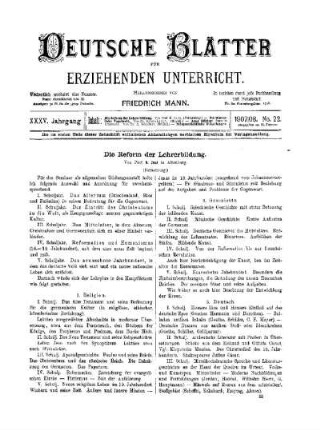 Die Reform der Lehrerbildung : (Fortsetzung)
