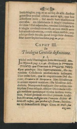 Caput III. De Theologiae Gentilis definitione.
