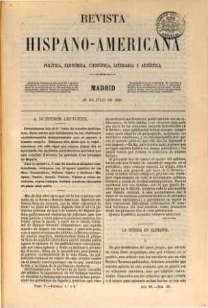 Revista hispano-americana, política, económica, científica, literaria y artística. 5. 1866 = Jg. 3, Jan. - Dez.