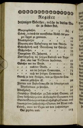 Register derjenigen Gebether, welche in diesem Buche zu finden sind.
