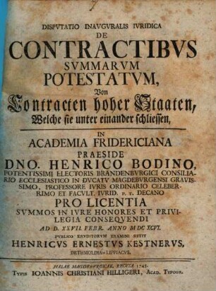 Disp. iur. inaug. de contractibus summarum potestatum
