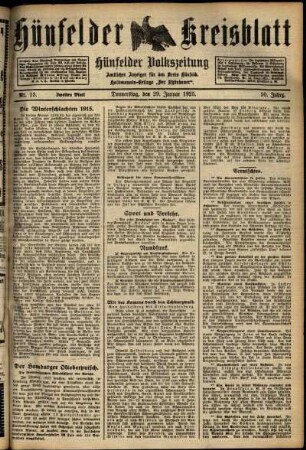 Zweite Ausgabe vom Donnerstag, den 29. Januar 1925.