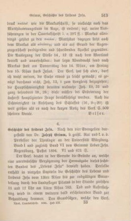 513-519 [Rezension] Grimm, Joseph, Geschichte des Leidens Jesu