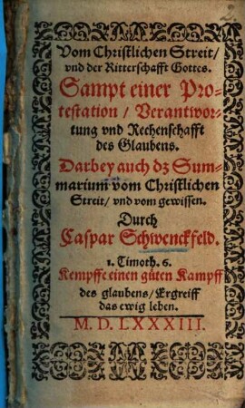 Vom Christlichen Streit und der Ritterschafft Gottes
