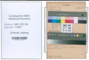 Entnazifizierung Hedwig Grimnitz , geb. 04.02.1898 (Postsekretaerin)