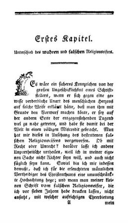 Erstes Kapitel. Unterschied des wahren und falschen Religionseifers.