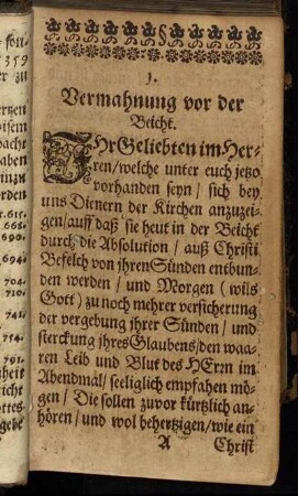 1. Vermahnung vor der Beicht.