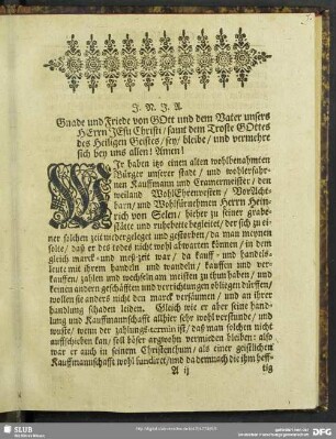 Leichenpredigt : Ein wohlerfahrner Geistlicher Kauffmann