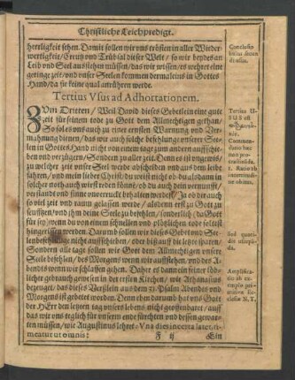 Tertius Usus ad Adhortationem.