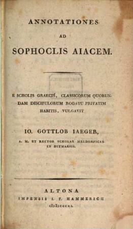 Annotationes ad Sophoclis Aiacem