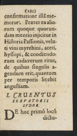 I. Cruentus Servatoris Svdor.