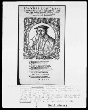 Johannes Lonicerus (1499-1569), 1527-1569 Professor der griechischen und hebräischen Sprachen in Marburg