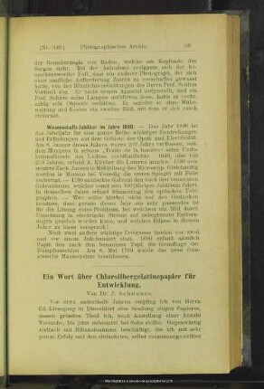 Ein Wort über Chlorsilbergelatinepapier für Entwickler
