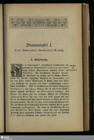 Stammtafel I. Linie Ammendorf-Benkendorf-Ermlitz