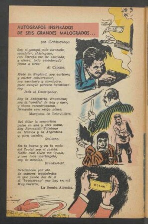 Autógrafos inspirados de seis grandes malogrados ...