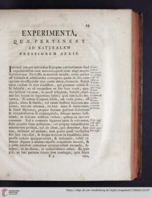 Experimenta, quæ pertinent ad naturalem pressionem aeris