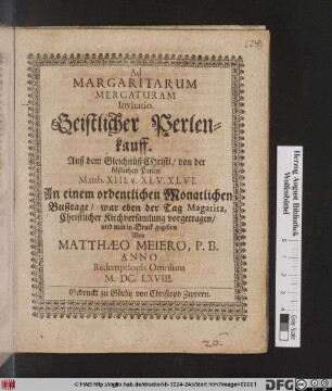 Ad Margaritarum Mercaturam Invitatio