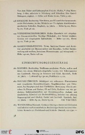 Einrichtungsgegenstände (Nr. 261-271)