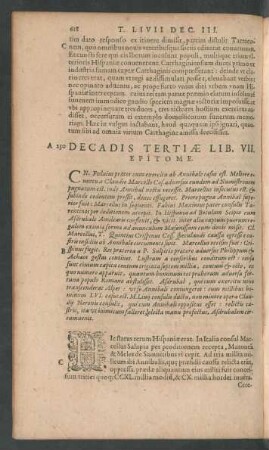 Decadis Tertiae Lib. VII. Epitome.