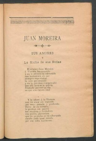 Juan Moreira, sus amores y la noche de sus bodas