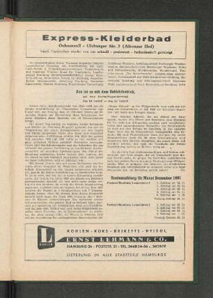 Rentenzahlung für Monat Dezember 1961