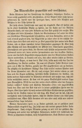 Im Minenstollen gequetscht und verschüttet.