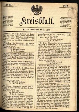 Ausgabe vom Samstag, den 27. Juli 1872.