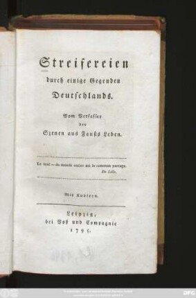 Streifereien durch einige Gegenden Deutschlands : Mit Kupfern