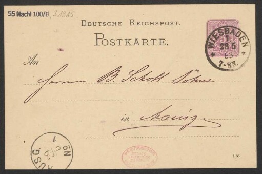 Brief an B. Schott's Söhne : 28.05.1883