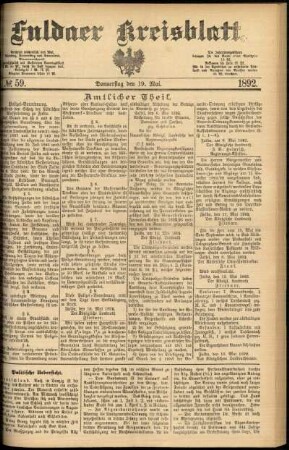 Ausgabe vom Donnerstag, den 19. Mai 1892.