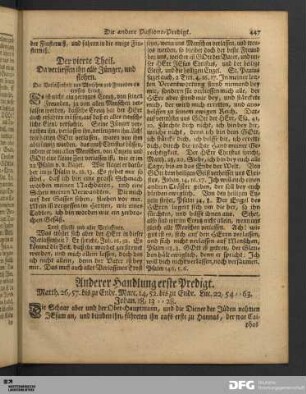Anderer Handlung erste Predigt (Die dritte Paßions-Predigt).